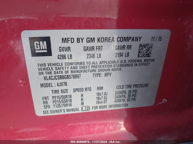 KL4CJCSB8GB578897 Buick Encore Leather