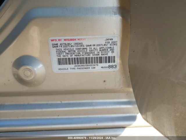 2008 MITSUBISHI LANCER JA3AU86U58U003478 Photo 8