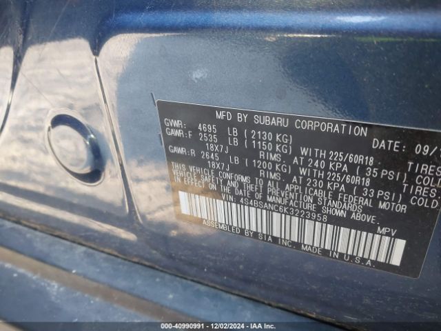 4S4BSANC6K3223958 Subaru Outback 2.5i Limited
