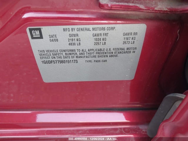 2008 CADILLAC CTS 1G6DF577980191173 Photo 8