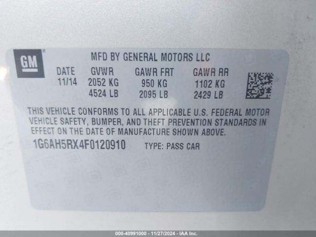 1G6AH5RX4F0120910 Cadillac ltg
