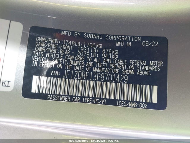 JF1ZDBF13P8701429 Subaru Brz Limited
