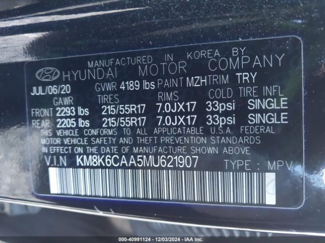 KM8K6CAA5MU621907 Hyundai Kona Sel Plus