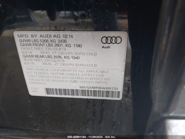 WA1LFAFP0EA089733 Audi Q5 2.0t Premium