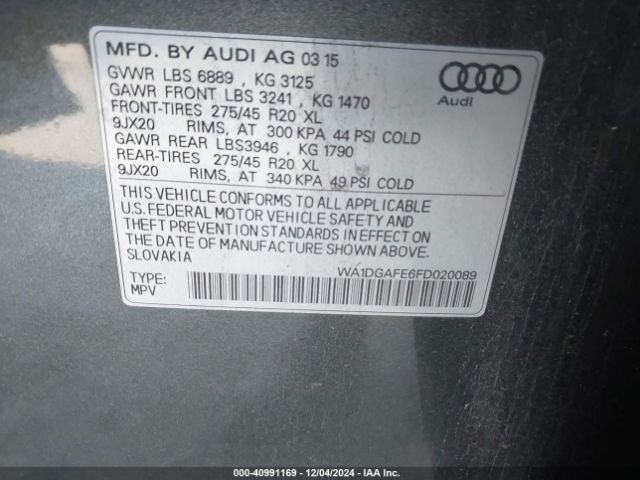 WA1DGAFE6FD020089 Audi Q7 3.0t S Line Prestige