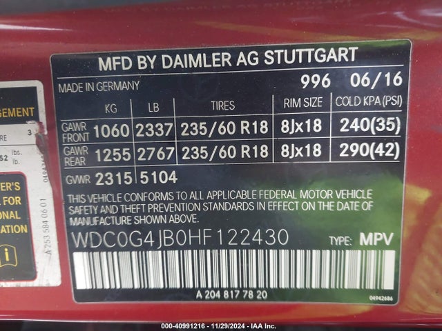 WDC0G4JB0HF122430 Mercedes-Benz GLC 300