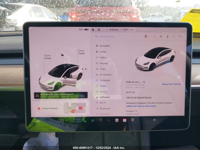 5YJ3E1EBXNF118340 Tesla Model 3 Long Range Dual Motor All-wheel Drive