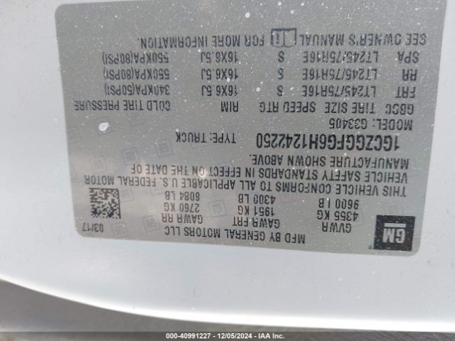1GCZGGFG6H1242250 Chevrolet Express 3500 Work Van