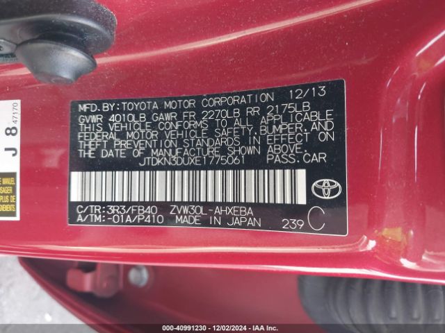JTDKN3DUXE1775061 Toyota Prius Two