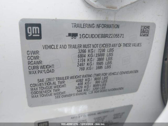 1GCUDDE88RZ205571 Chevrolet Silverado 1500 4wd  Short Bed Lt