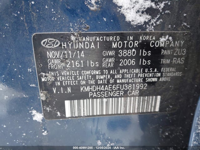 Hyundai ELANTRA SE 2015 KMHDH4AE6FU381992 Image 9