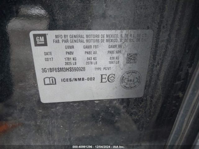 3G1BF6SM3HS590928 Chevrolet Cruze Premier Auto