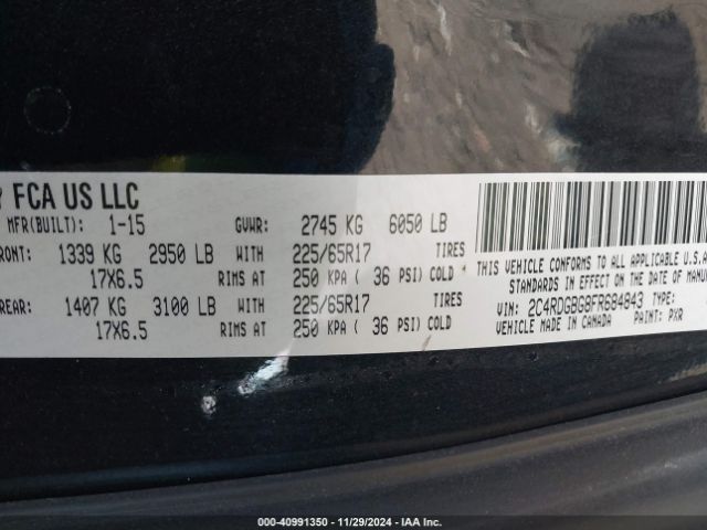 2C4RDGBG8FR684843 Dodge Grand Caravan Se Plus