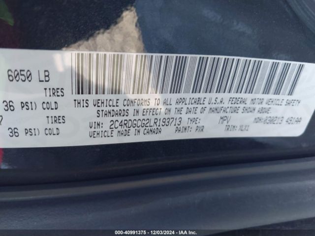 2C4RDGCG2LR193713 Dodge Grand Caravan Sxt