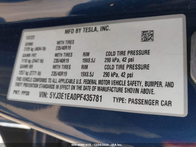 2023 TESLA MODEL 3 5YJ3E1EA0PF435781 Photo 8