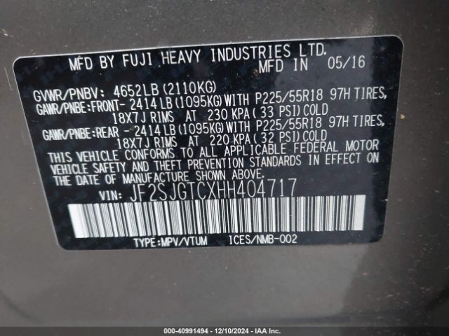 JF2SJGTCXHH404717 Subaru Forester 2.0xt Touring