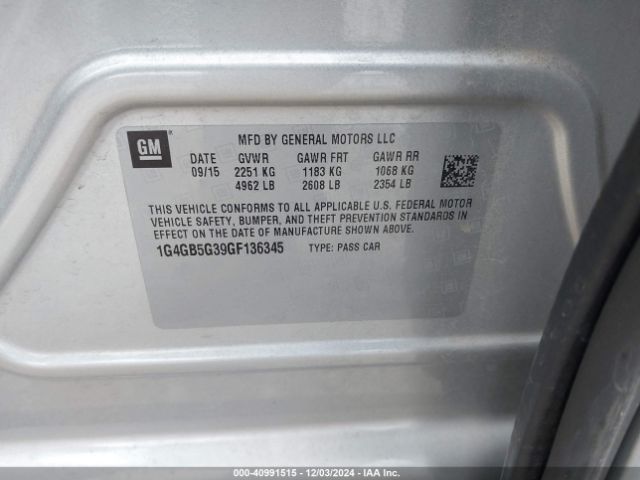 1G4GB5G39GF136345 Buick Lacrosse Leather