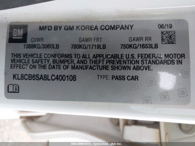 KL8CB6SA8LC400108 Chevrolet Spark Fwd Ls Automatic