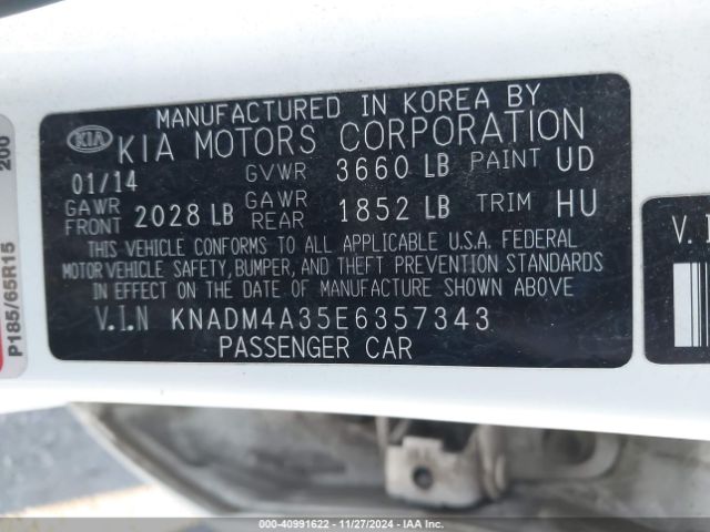 KNADM4A35E6357343 KIA RIO LX