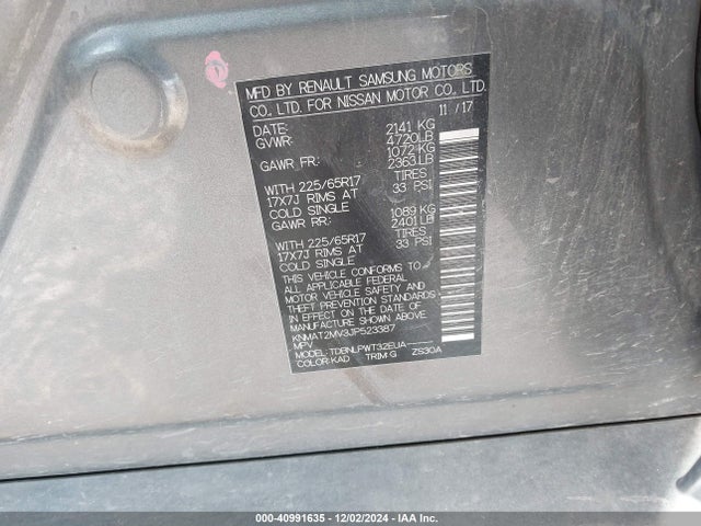 KNMAT2MV3JP523387 Nissan ROGUE S