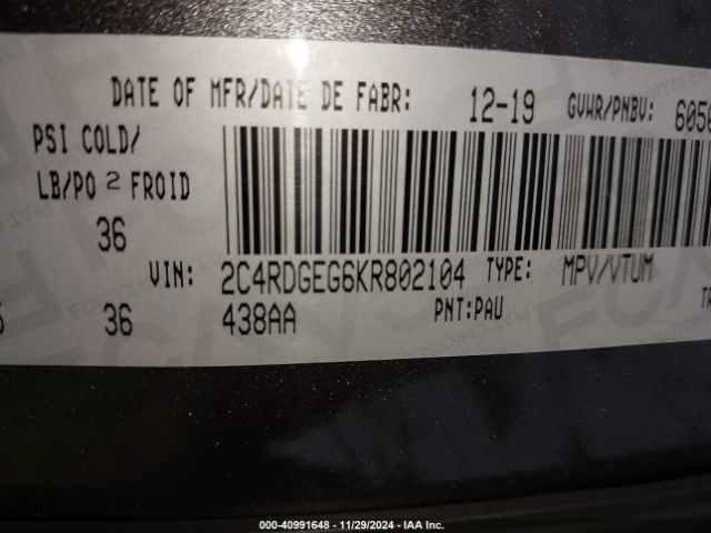 2C4RDGEG6KR802104 Dodge Grand Caravan Gt
