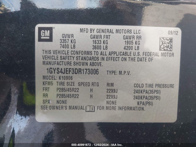2013 CADILLAC ESCALADE ESV 1GYS4JEF3DR173006 Photo 8