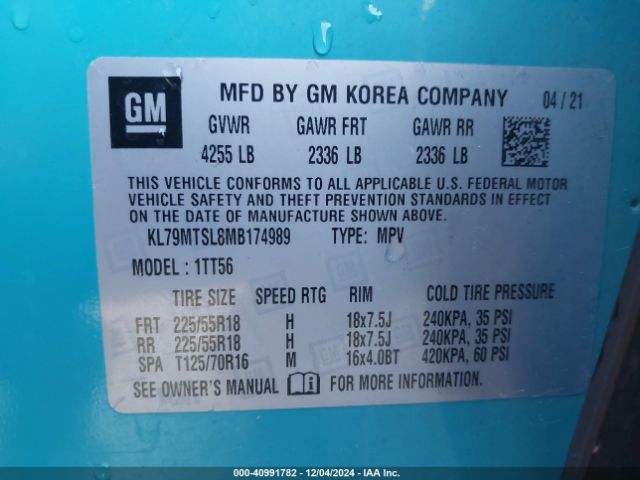 KL79MTSL8MB174989 Chevrolet Trailblazer Fwd Rs