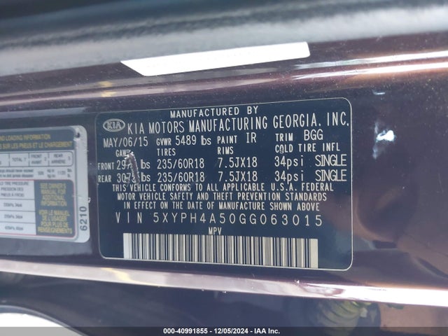 KIA Sorento 3.3l Ex 2016 5XYPH4A50GG063015 Image 9