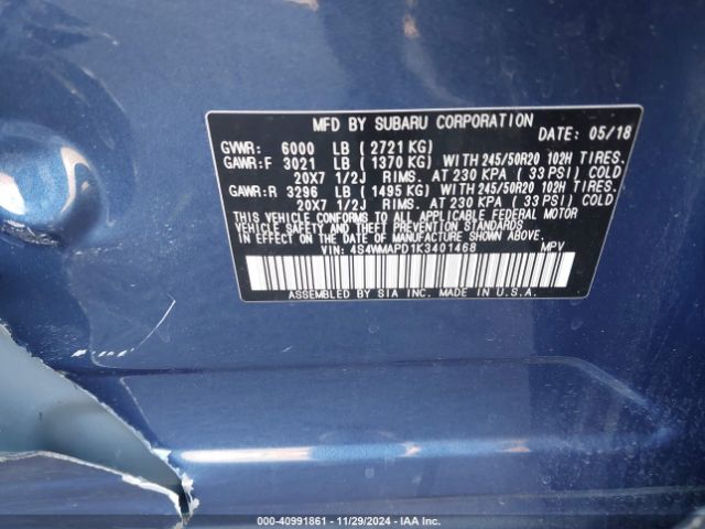 4S4WMAPD1K3401468 Subaru Ascent Limited