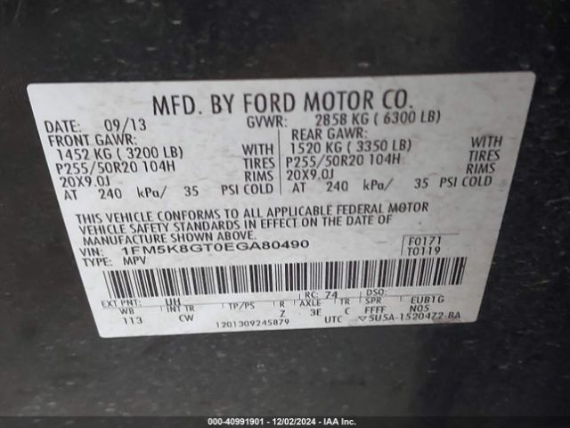 1FM5K8GT0EGA80490 Ford EXPLORER SPORT