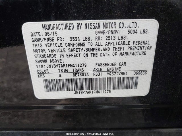JN1BV7AR1FM411279 Infiniti Q50 SPORT