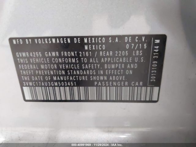 3VWC17AU3GM503451 Volkswagen Golf Sportwagen Tsi Se 4-door