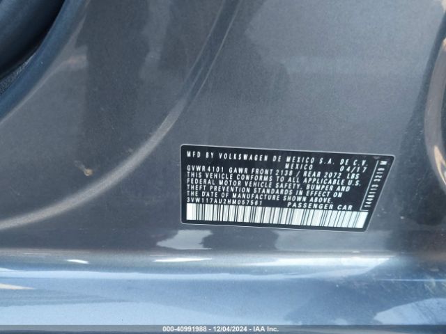 3VW117AU2HM057561 Volkswagen Golf Tsi S 4-door/tsi Wolfsburg Edition 4-door