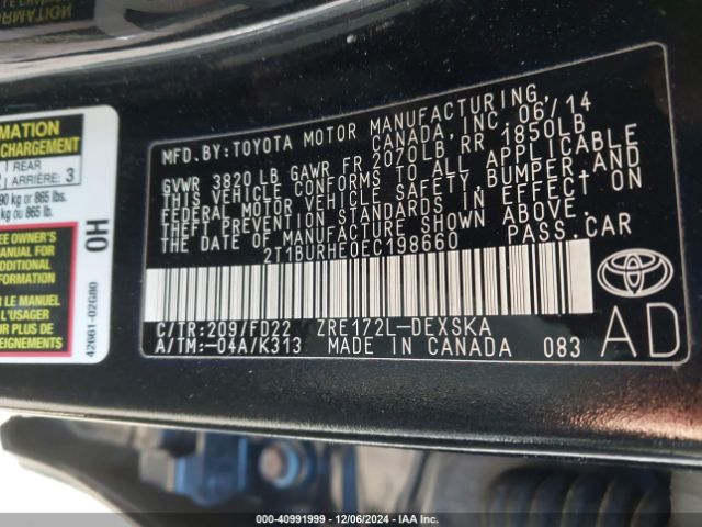 2T1BURHE0EC198660 Toyota Corolla S Plus