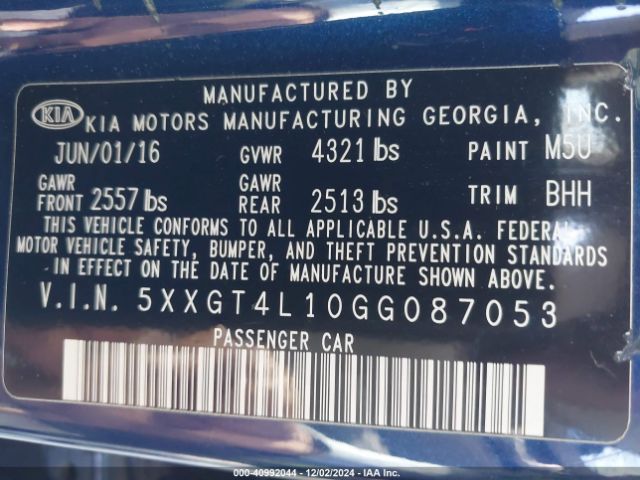 5XXGT4L10GG087053 KIA Optima Lx Turbo