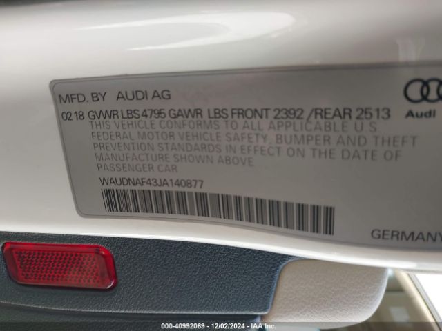 WAUDNAF43JA140877 Audi A4 2.0t Premium/2.0t Tech Premium