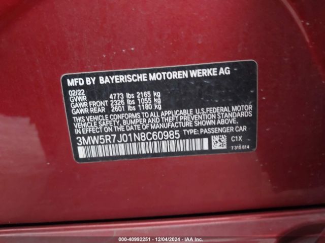 3MW5R7J01N8C60985 BMW 330i Xdrive