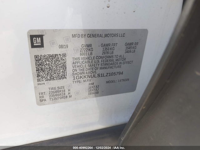 1GKKNULS1LZ105794 GMC Acadia Awd Slt