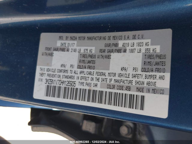 3MZBN1V70HM126905 Mazda Mazda3 Touring