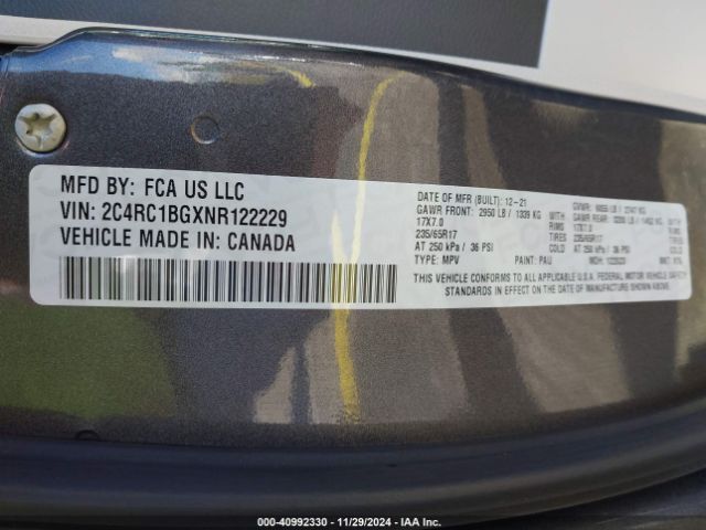 2022 CHRYSLER PACIFICA 2C4RC1BGXNR122229 Photo 8