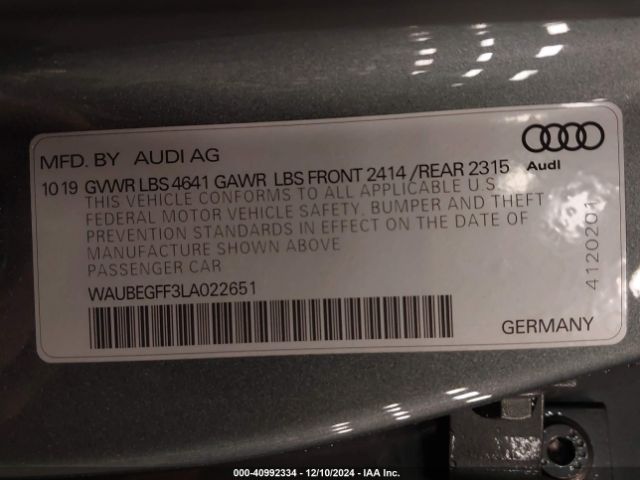 2020 AUDI A3 WAUBEGFF3LA022651 Photo 8