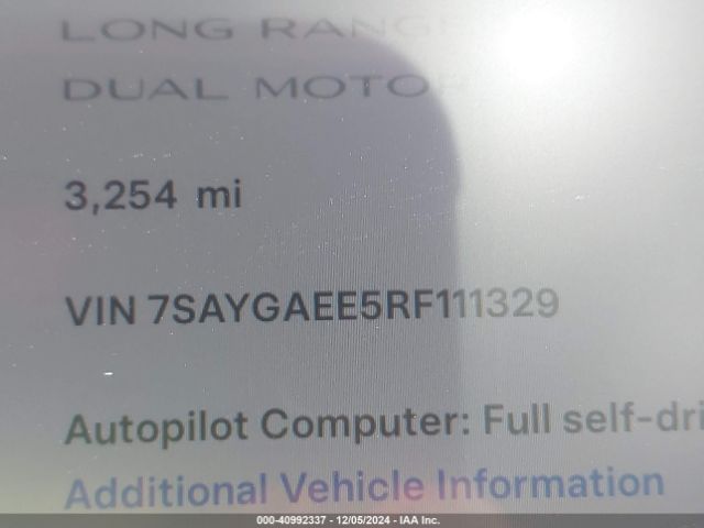 7SAYGAEE5RF111329 Tesla Model Y Long Range Dual Motor All-wheel Drive