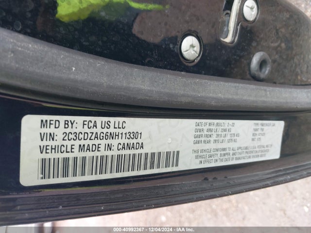 Dodge Challenger Sxt 2022 2C3CDZAG6NH113301 Image 9