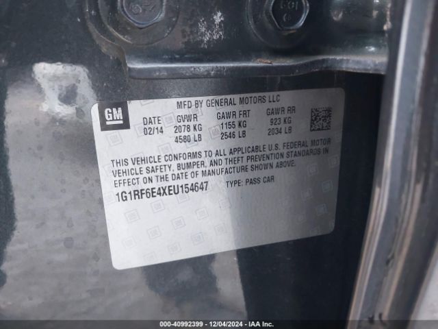 1G1RF6E4XEU154647 Chevrolet Volt