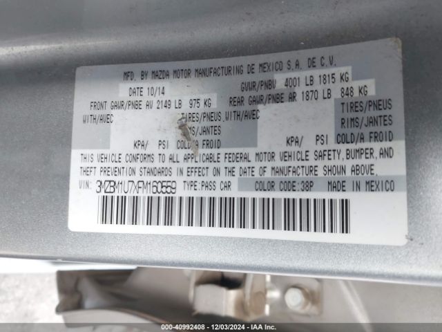 3MZBM1U7XFM160559 Mazda Mazda3 I Sport