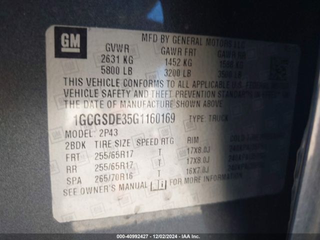 1GCGSDE35G1160169 Chevrolet Colorado Z71
