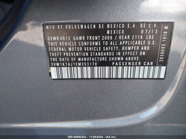 3VW1K7AJ1EM353170 Volkswagen Jetta 2.0l S