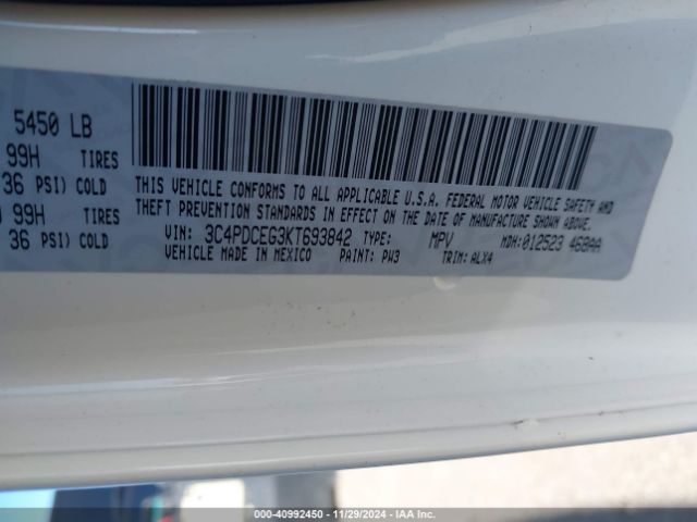 3C4PDCEG3KT693842 Dodge JOURNEY GT