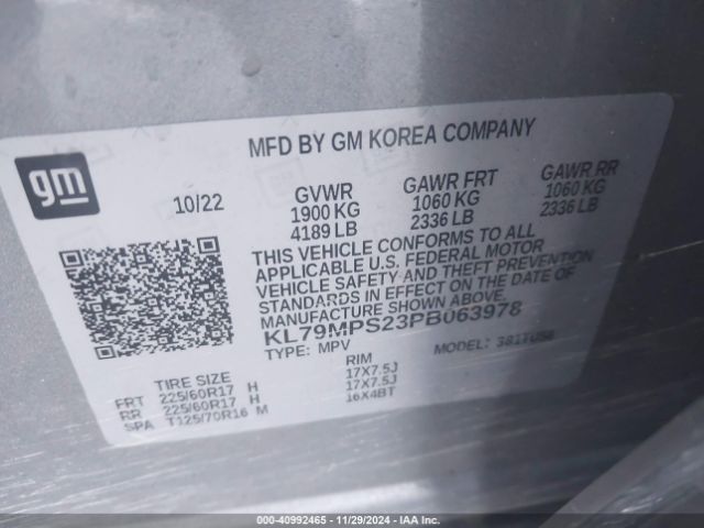 KL79MPS23PB063978 Chevrolet Trailblazer Fwd Lt
