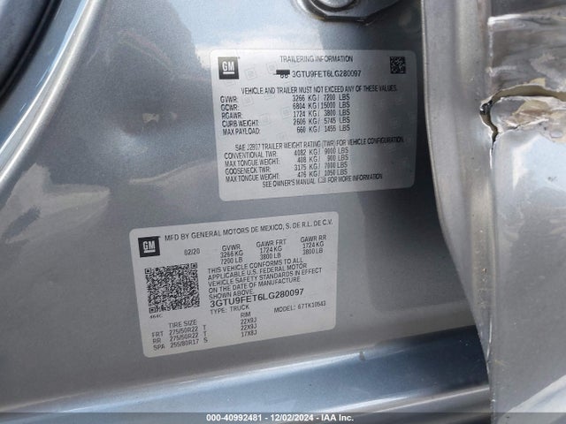 3GTU9FET6LG280097 GMC Sierra 1500 4wd  Short Box Denali